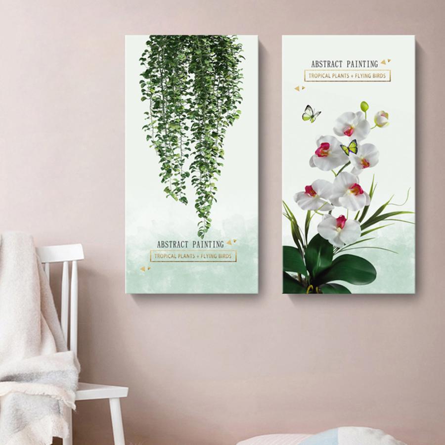2枚セット 絵画 インテリア ファブリック 絵 植物 人気 40×80cm 壁掛け