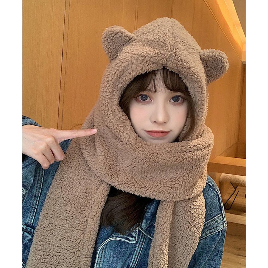 帽子マフラー ネックウォーマー マフラー 可愛い もこもこ ファー 帽子 ぼうし ボア 防寒 暖かい クマ 熊 ふわふわ モコモコ 送料無料 |  | 12