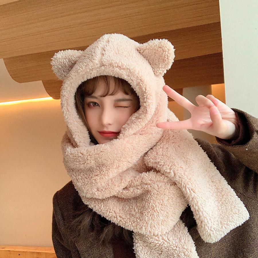 帽子マフラー ネックウォーマー マフラー 可愛い もこもこ ファー 帽子 ぼうし ボア 防寒 暖かい クマ 熊 ふわふわ モコモコ 送料無料 |  | 08
