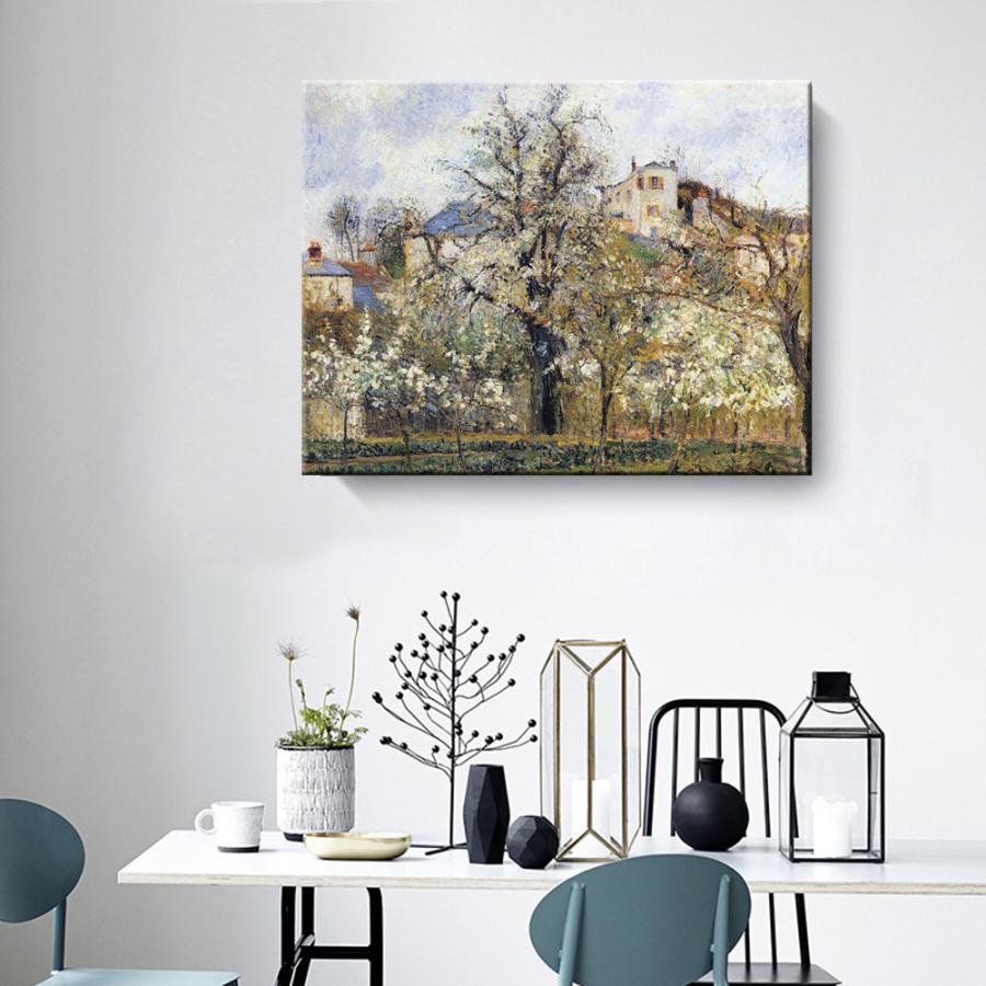 ファブリックパネル 絵画 インテリア ファブリック 絵 『春 プラムの花咲く菜園、ポントワーズ』 45×60cm 壁掛け アートパネル 送料無料