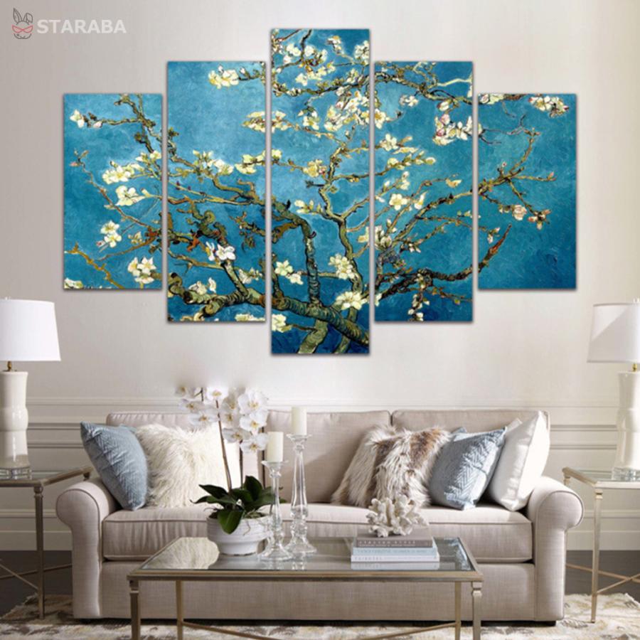 ファブリックパネル 5枚 絵画 インテリア ファブリック 絵 アーモンドの花樹 壁掛け アートパネル アートフレーム 送料無料 676 Staraba 通販 Yahoo ショッピング