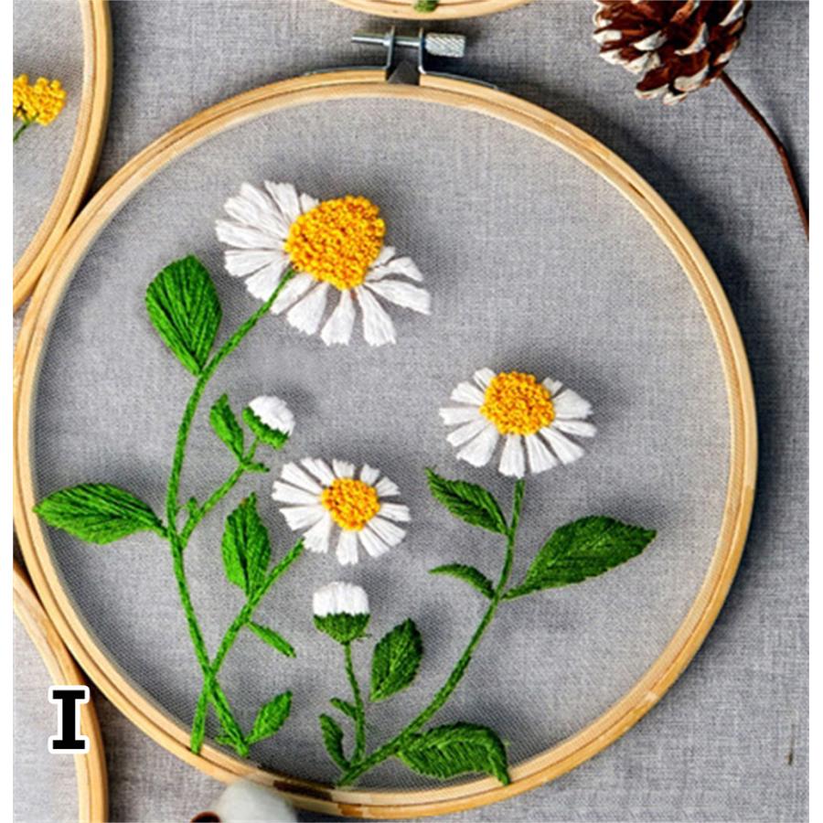 刺繍キット 刺繍 手芸材料セット 中級者向け 花 英語説明書付き 刺繍枠