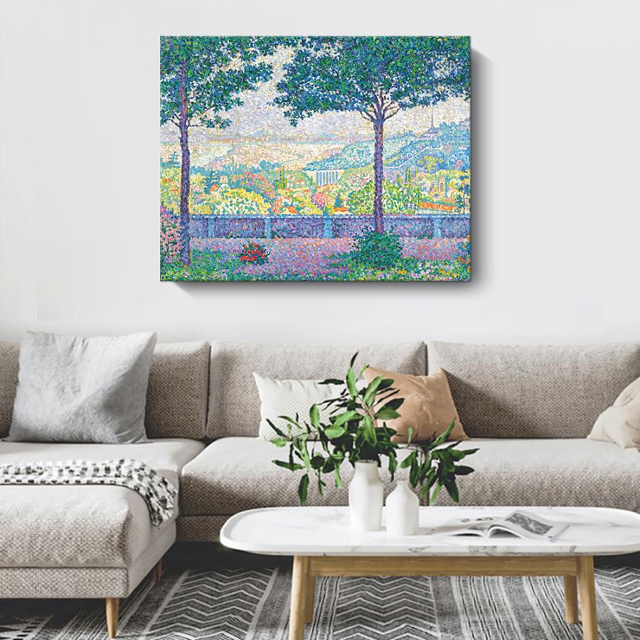 ポール・シニャック ファブリックパネル  絵画 インテリア ファブリック 絵 「ムードンのテラス」 60×80cm アートパネル  送料無料 |  | 01