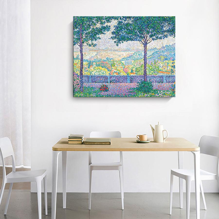 ポール・シニャック ファブリックパネル  絵画 インテリア ファブリック 絵 「ムードンのテラス」 60×80cm アートパネル  送料無料 |  | 06