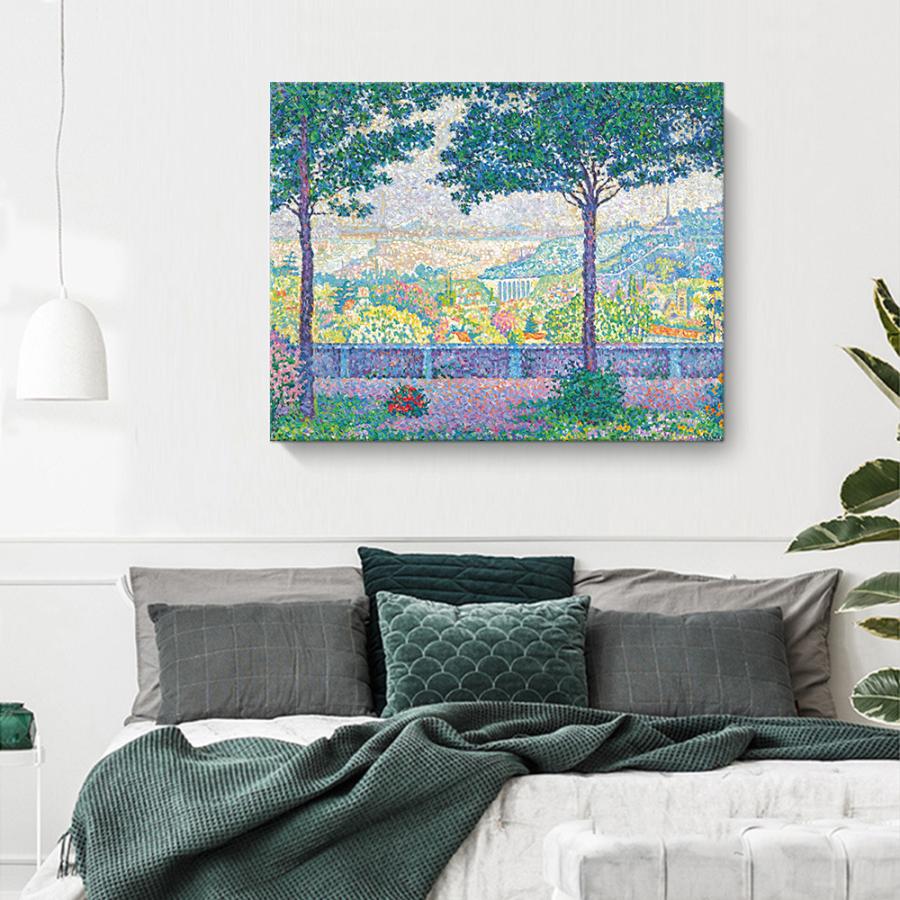 ポール・シニャック ファブリックパネル  絵画 インテリア ファブリック 絵 「ムードンのテラス」 60×80cm アートパネル  送料無料 |  | 07