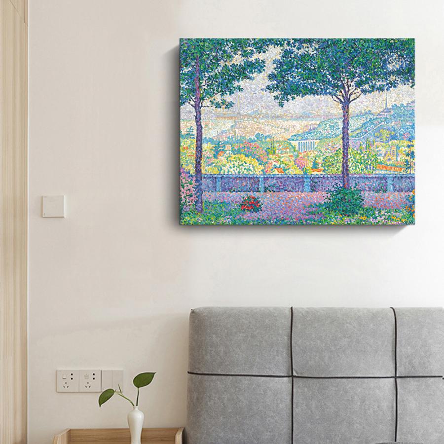 ポール・シニャック ファブリックパネル  絵画 インテリア ファブリック 絵 「ムードンのテラス」 60×80cm アートパネル  送料無料 |  | 08