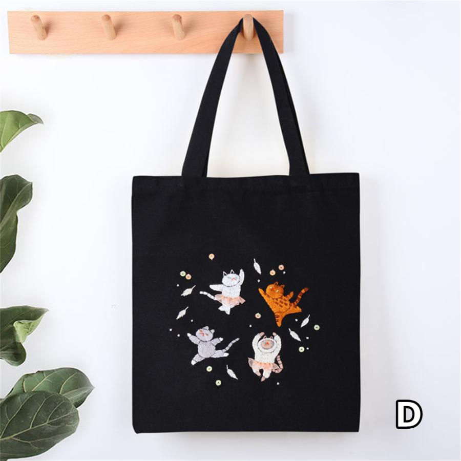 刺繍トートバッグ材料キット 手芸材料セット 手作り エコバッグ 花