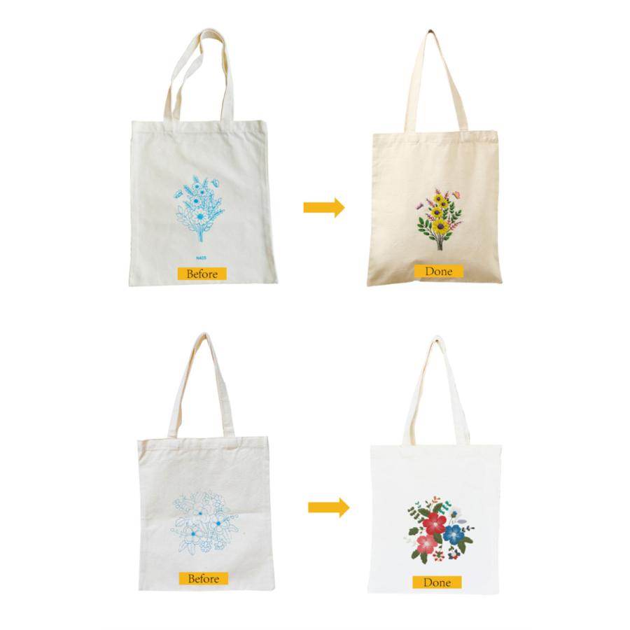 刺繍トートバッグ材料キット 手芸材料セット 手作り エコバッグ 花 植物 刺繍枠 刺繍針 図案 トートバッグ 刺繍糸セット 中級者向け おうち時間 送料無料 :734:STARABA 通販 キナリ エコバッグ 無地 3枚セット 材料 ハンドメイド