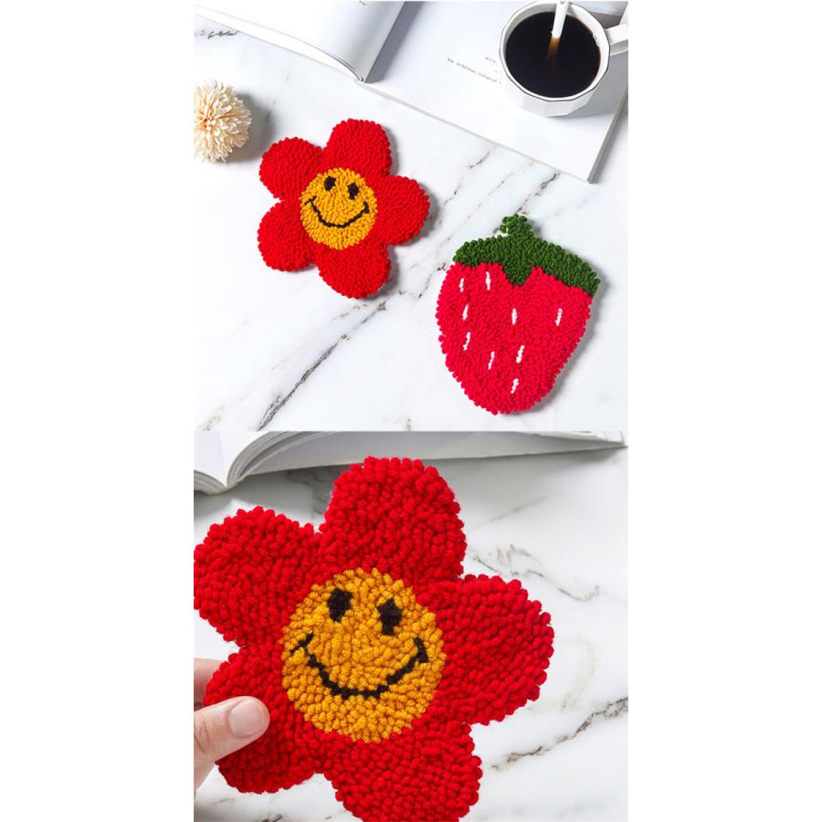 パンチニードル 材料道具キット コースター材料キット ニードルパンチ 刺繍 手芸材料セット 刺繍枠 ニードルペン 図案 布セット 毛糸 中級者向け 送料無料 |  | 12