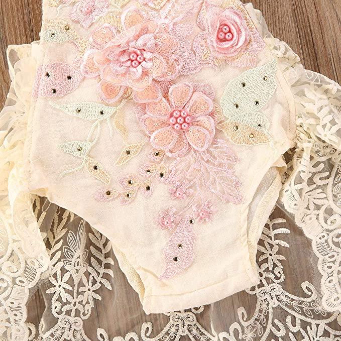 ウェディング  ベビー 赤ちゃん 女の子 レース ロンパース 花柄 ボディスーツ チュチュ カーバーオール 出産お祝い プレゼント 送料無料 |  | 03