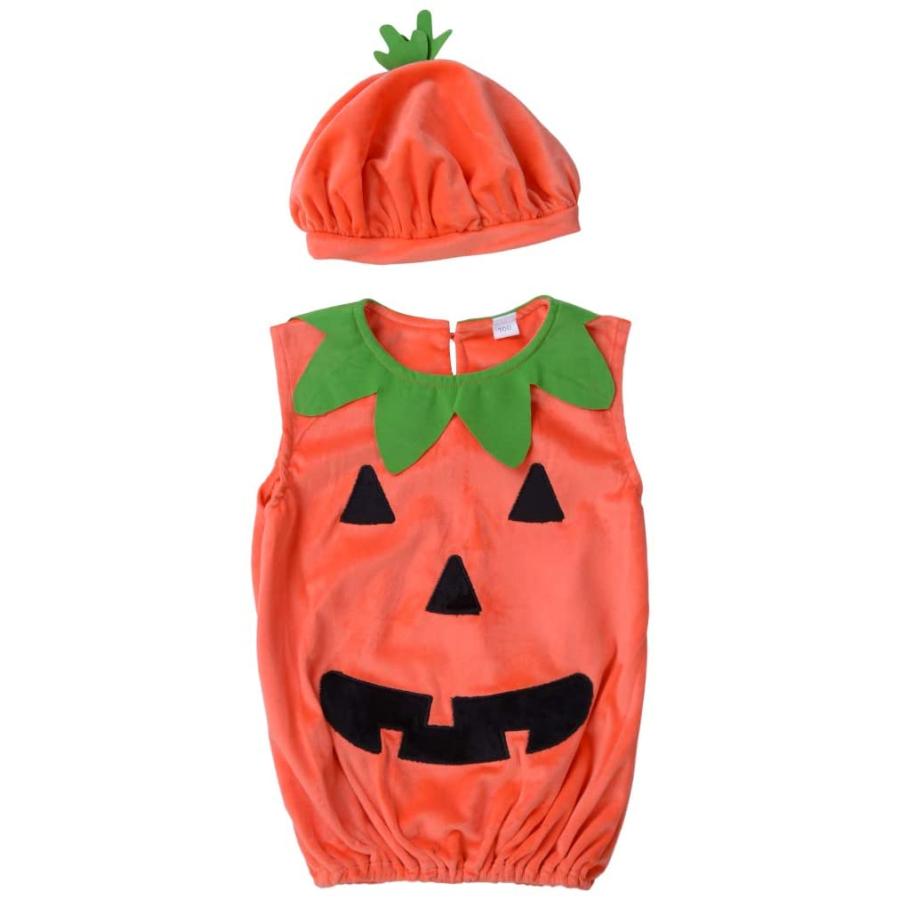 パンプキン  ハロウィン ロンパース 90  100 かぼちゃ コスプレ コスチューム 仮装 女の子 男の子 ベビー服 ボディスーツ 帽子付き 撮影 パーティー 送料無料 |  | 06