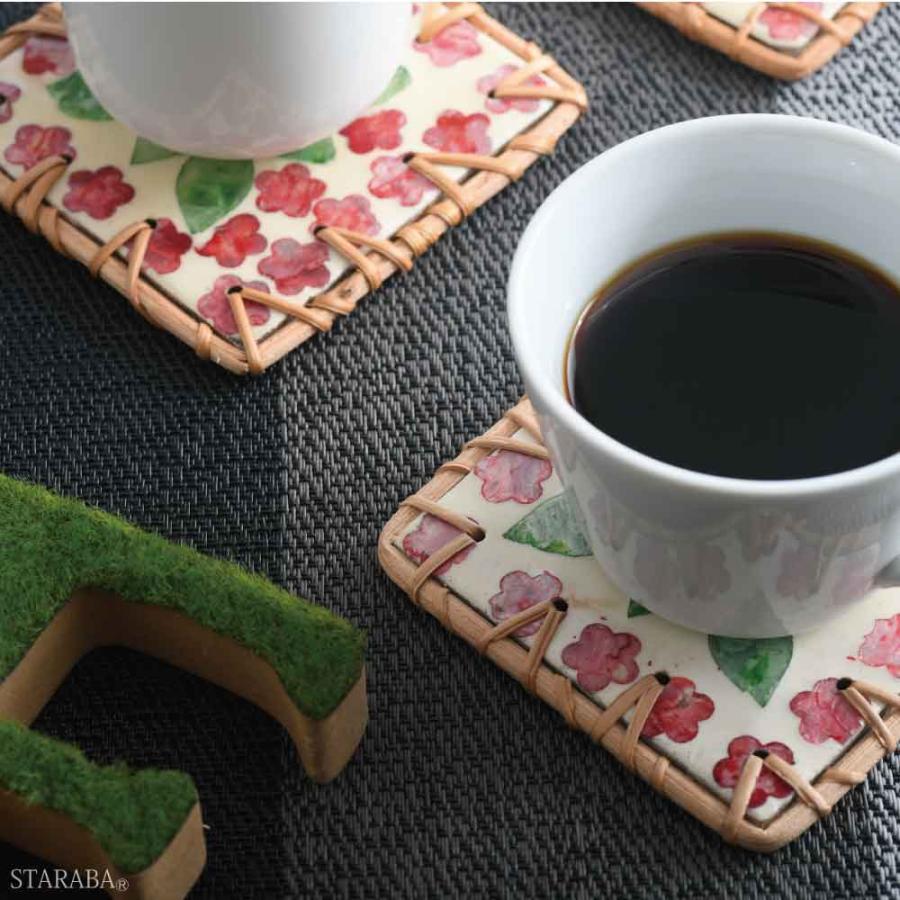 コースター 6枚セット ケース付き ラタン 藤 アジアンコースター