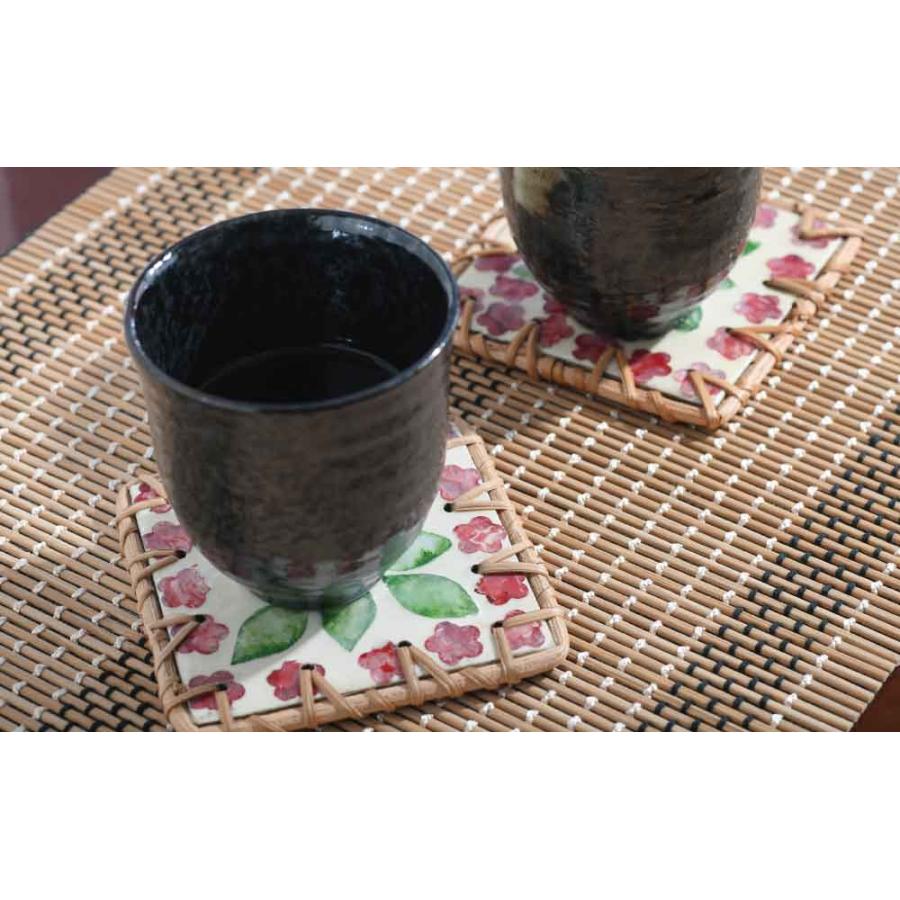 コースター 6枚セット ケース付き ラタン 藤 アジアンコースター