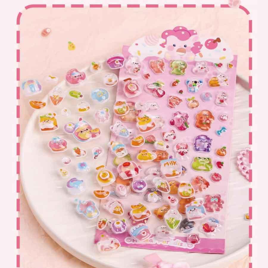 立体 3D ぷくぷく プレゼント 手帳 シール かわいい 3枚セット 手帳シール 手帳ステッカー シール デコシール キラキラ デコ おしゃれ  手帳用シール 送料無料