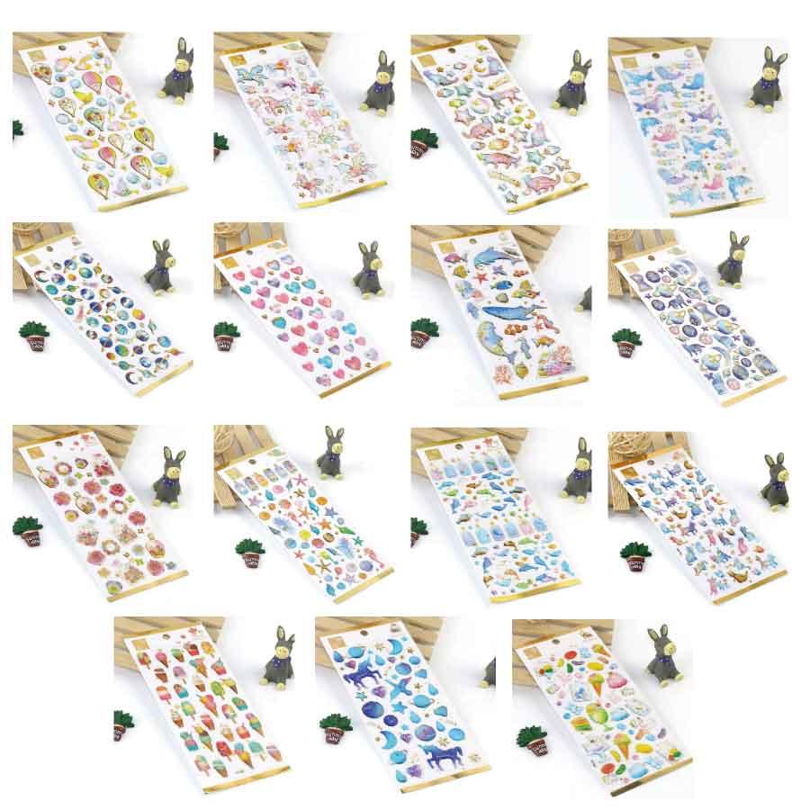 大容量シールセット お得 手帳 シール かわいい 37枚セット ぷくぷく