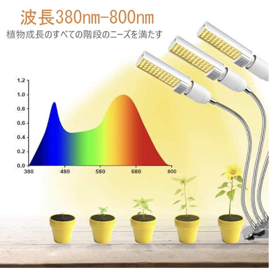 3ヘッド LED電球 タイマー 水草栽培 植物育成用適用 温室水耕栽培 室内