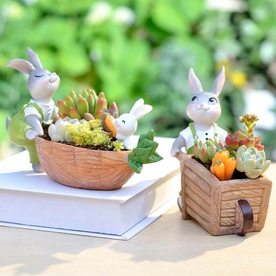 植木鉢 うさぎ ガーデニングオブジェ 鉢植え フラワープランター 植木鉢 うさぎ ガーデニングオブジェ 鉢植え フラワープランター