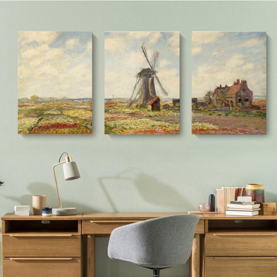 クロード モネ チューリップ畑 オランダ 3枚セット 油絵 風景画 壁掛け 名画 ファブリック オシャレ インテリア アートパネル プレゼント 送料無料 Yk454 Staraba 通販 Yahoo ショッピング