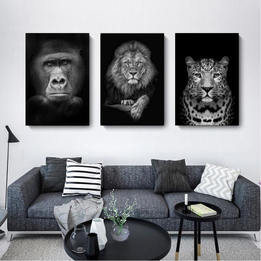 3枚セット モノトーン 写真 アニマル ライオン オオカミ ゴリラ ヒョウ ファブリック オシャレ インテリア アートパネル プレゼント 送料無料_6