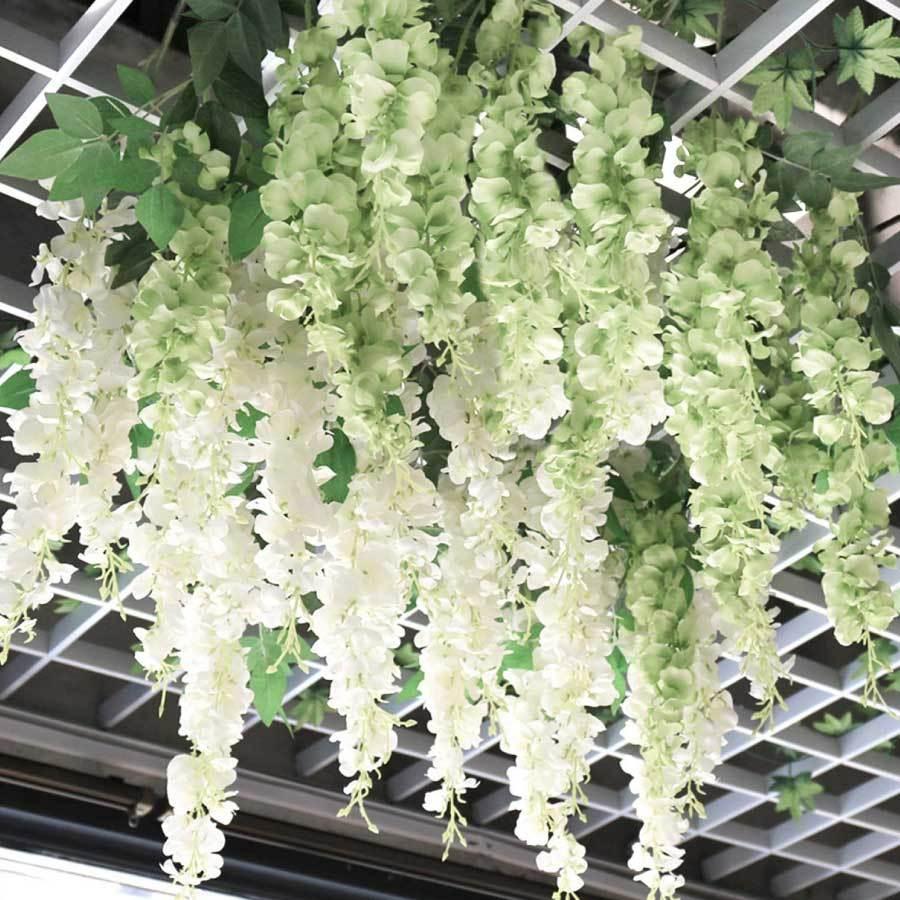 超ポイントアップ祭 フェイクグリーン 藤の花 造花 12本セット 110cm 壁掛け 壁装飾 枯れない花 観葉植物 装飾 吊り下げ インテリア オシャレ パーティ結婚式 装飾花輪 送料無料 Wantannas Go Id