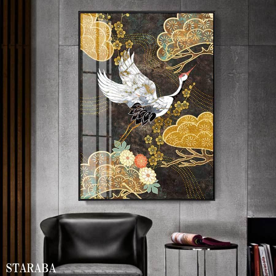和柄 ツル 鶴 ファブリック パネル アルミ枠 アート 植物 モダン 絵 装飾 インテリア アートパネル リビング プレゼント ホテル 旅館 アートフレーム 送料無料 Yk639 Staraba 通販 Yahoo ショッピング