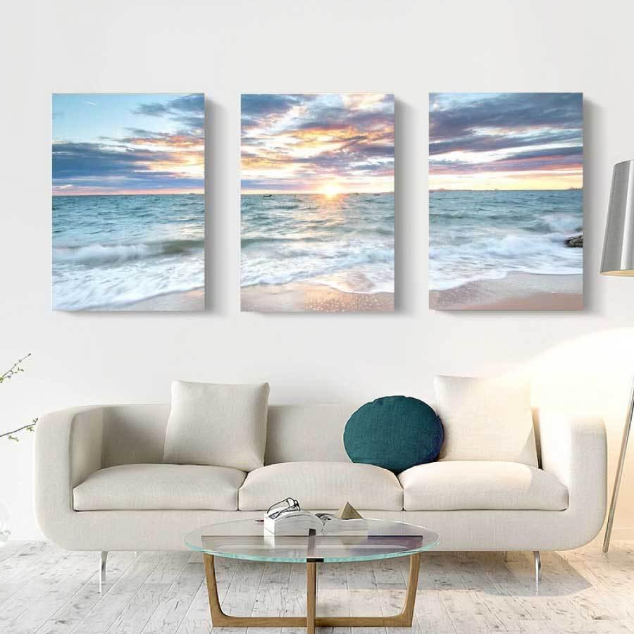 風景 朝焼け 朝日 海 インテリア60cm*40cm ファブリック 3枚セット