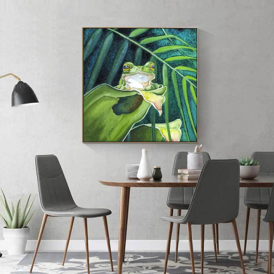 カエル 蛙 ファブリック パネル 枠 アート モダン 絵 40×40 装飾