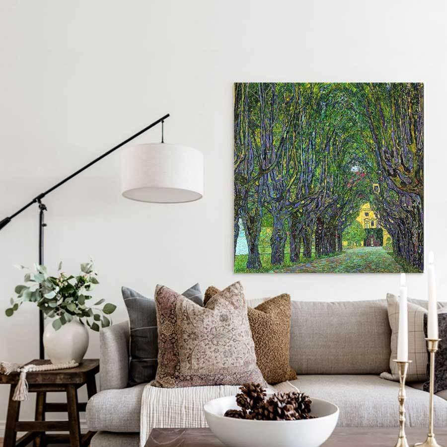 新品同様 グスタフ クリムト カンマー城公園の並木道 名画 絵画 インテリア 装飾 ホテル カフェ リビング ファブリック オシャレ アートパネル 送料無料 Ocharecords Com