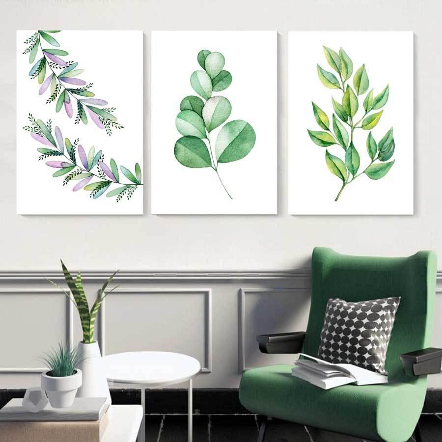 植物 ファブリック 3枚セット パネル アート キャンパス 絵 40×30