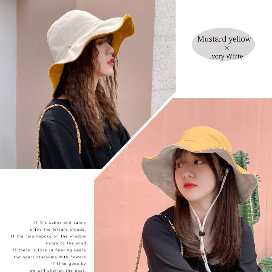 帽子 ハット 紐つき リバーシブル UVカット 脱げにくい 大きめ 紫外線対策 レディース クリックポスト 送料無料 |  | 10