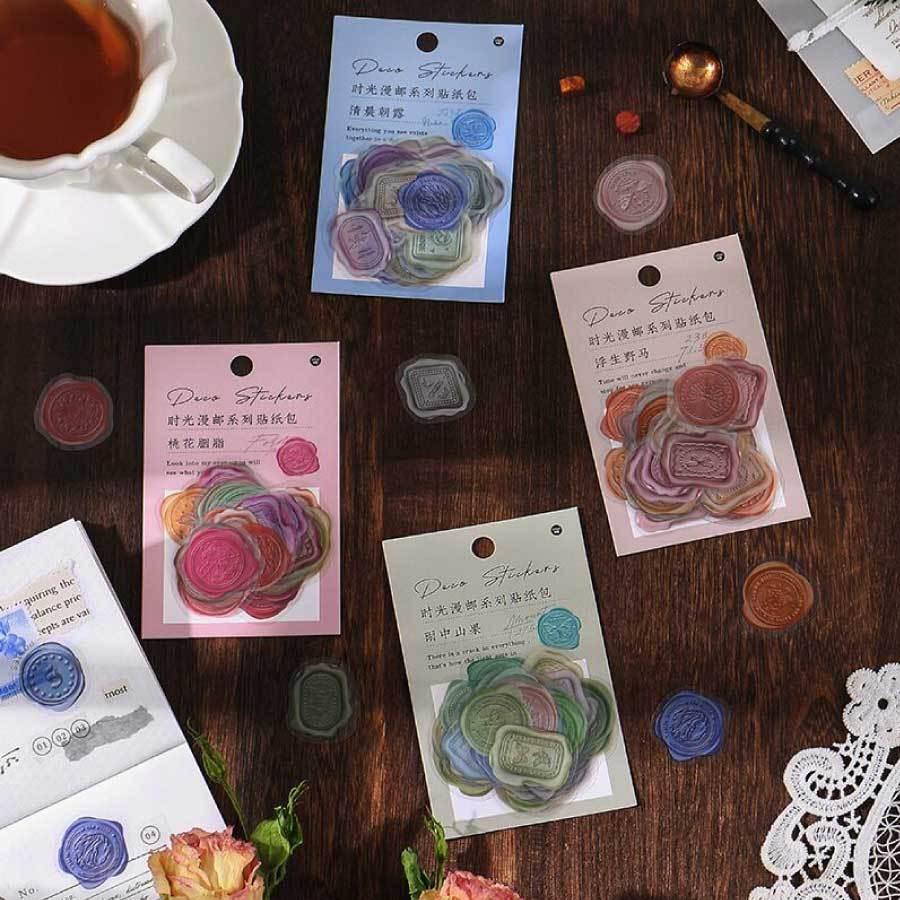 40枚 シール シーリング ワックス スタンプ風 ろう 封蝋 ラッピング