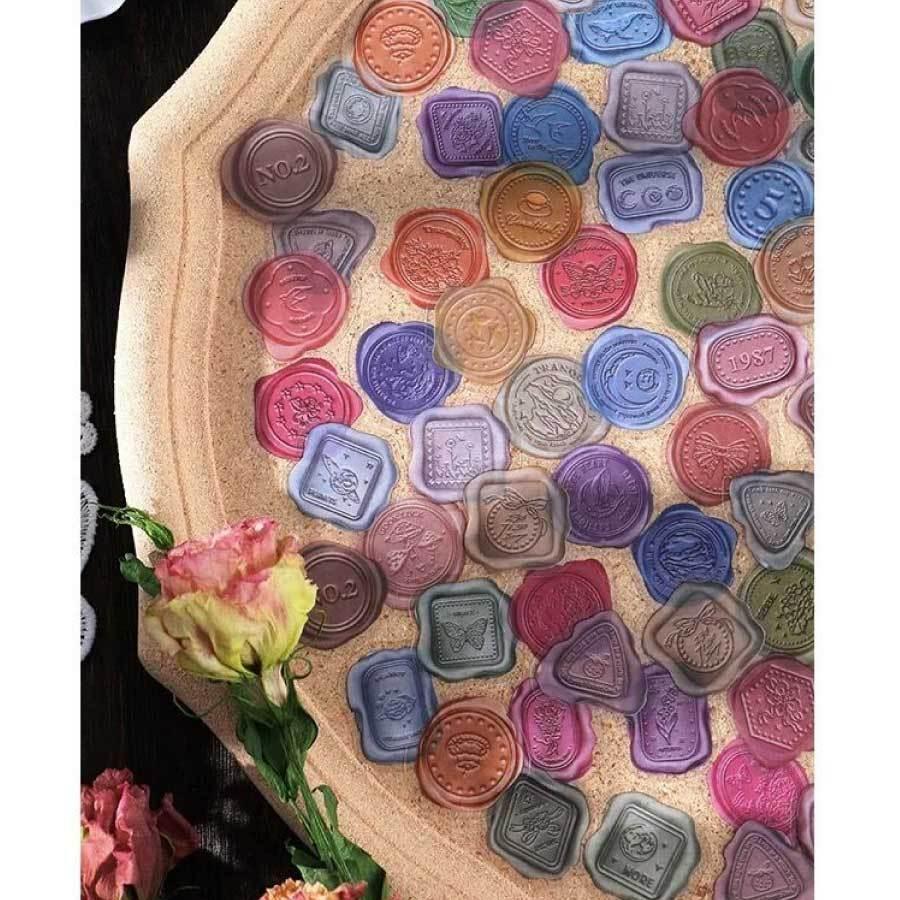 40枚 シール シーリング ワックス スタンプ風 ろう 封蝋 ラッピング