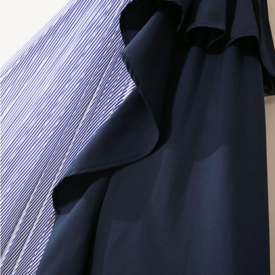 バイカラー フレアスカート プリーツスカート ツートン ロング丈