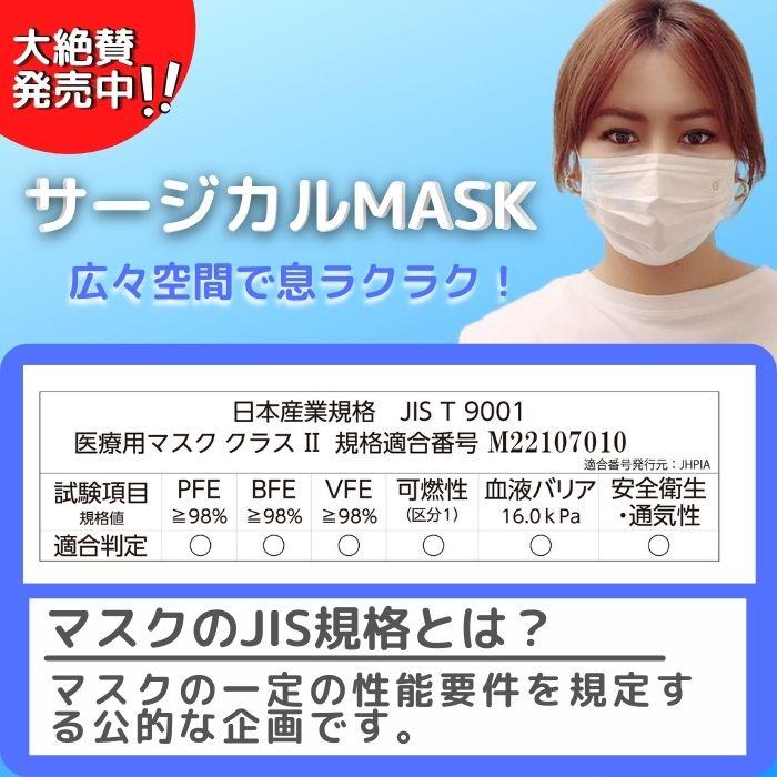 ≪【50％オフ！】セール中！≫JISマスク サージカル 医療用マスク 不織布 1000枚 (5枚入×200袋)【JIS T9001適合審査合格品 】適合番号 M22107010の画像