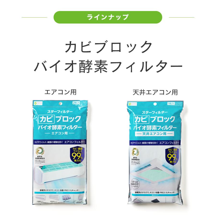 【LDK A評価受賞】 カビ ブロック バイオ 酵素 フィルター エアコン 用 38×80cm 2枚入 シール付 防カビ ホコリとり スターフィルター 有吉ゼミで紹介 新居 掃除 | スターフィルター | 19