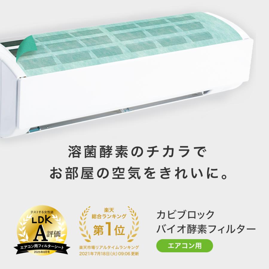 【LDK A評価受賞】 カビ ブロック バイオ 酵素 フィルター エアコン 用 38×80cm 2枚入 シール付 防カビ ホコリとり スターフィルター 有吉ゼミで紹介 新居 掃除 | スターフィルター | 01
