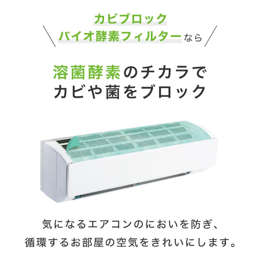 【LDK A評価受賞】 カビ ブロック バイオ 酵素 フィルター エアコン 用 38×80cm 2枚入 シール付 防カビ ホコリとり スターフィルター 有吉ゼミで紹介 新居 掃除 | スターフィルター | 04