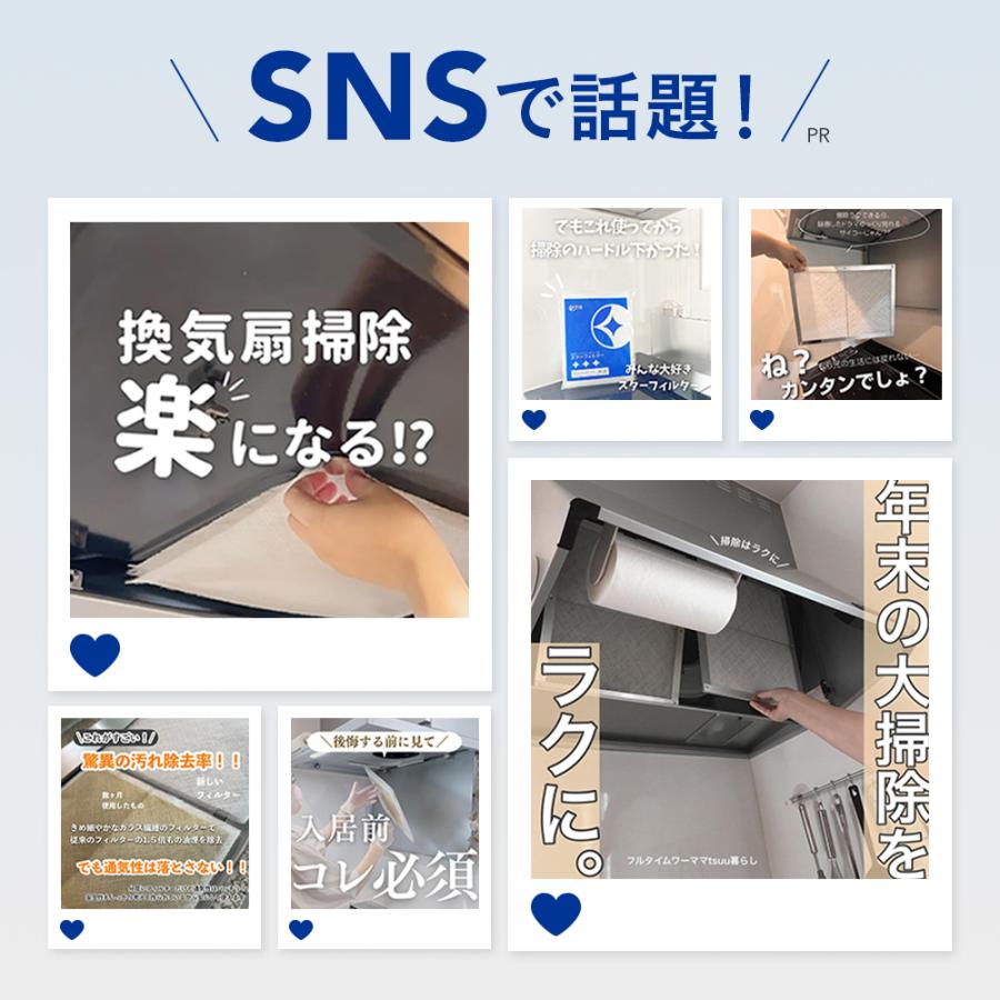 換気扇フィルター スターフィルター レンジフードフィルター スターターセット  枠2枚+フィルター4枚 通気性良く長持ち 不燃 厚手 ガラス繊維 | スターフィルター | 03