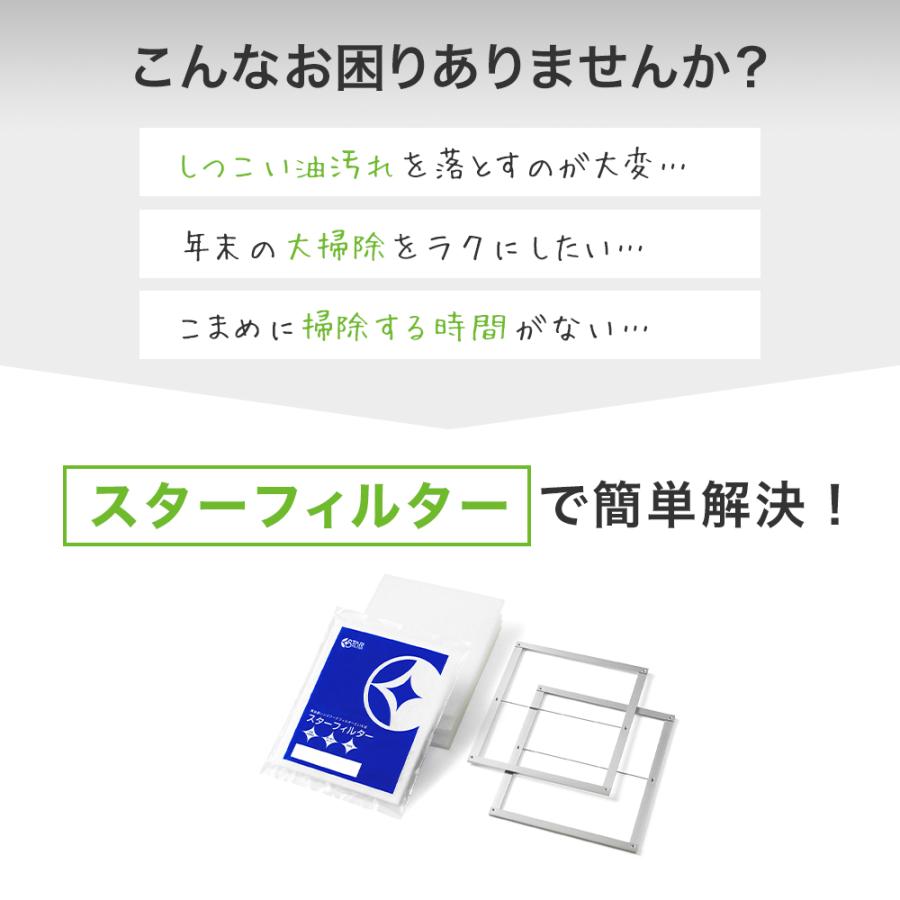 換気扇フィルター スターフィルター レンジフードフィルター スターターセット  枠2枚+フィルター4枚 通気性良く長持ち 不燃 厚手 ガラス繊維 | スターフィルター | 07