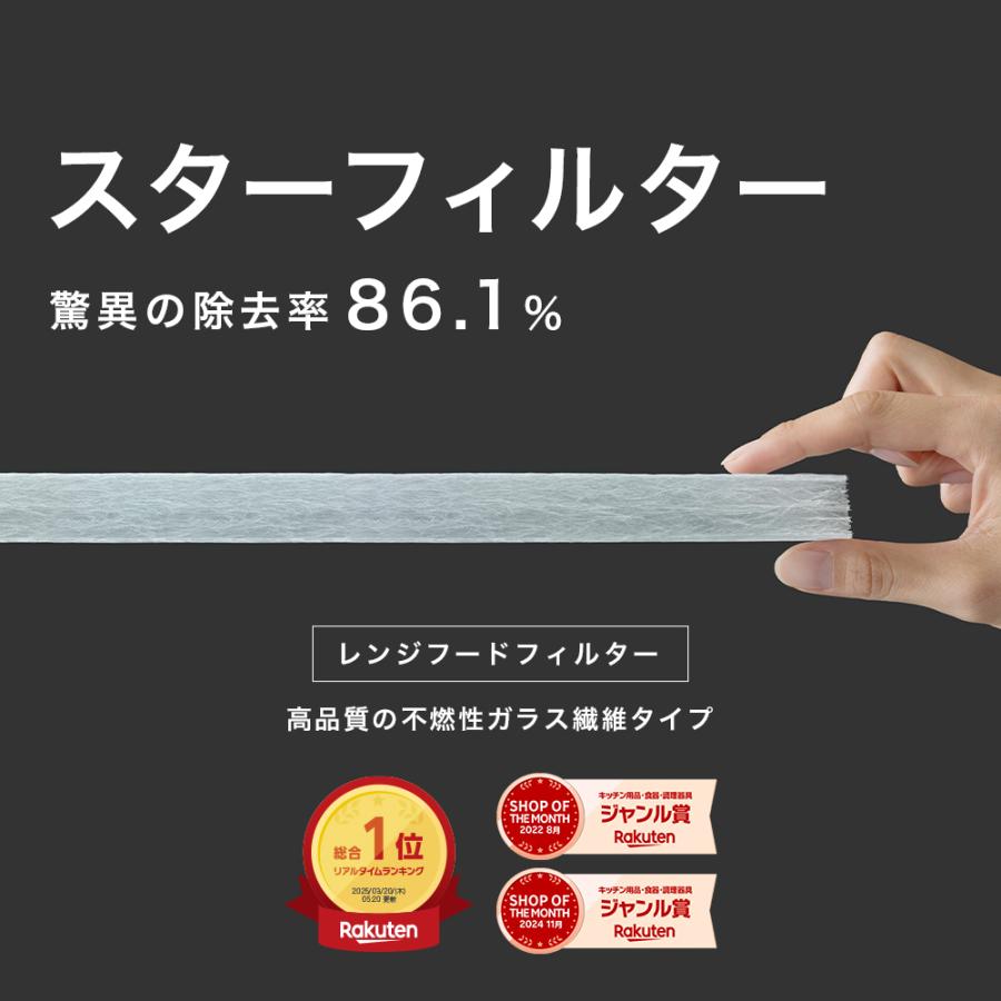 換気扇フィルター スターフィルター レンジフードフィルター スターターセット 枠3枚+フィルター6枚 通気性良く長持ち 不燃 厚手 ガラス繊維 | スターフィルター | 01