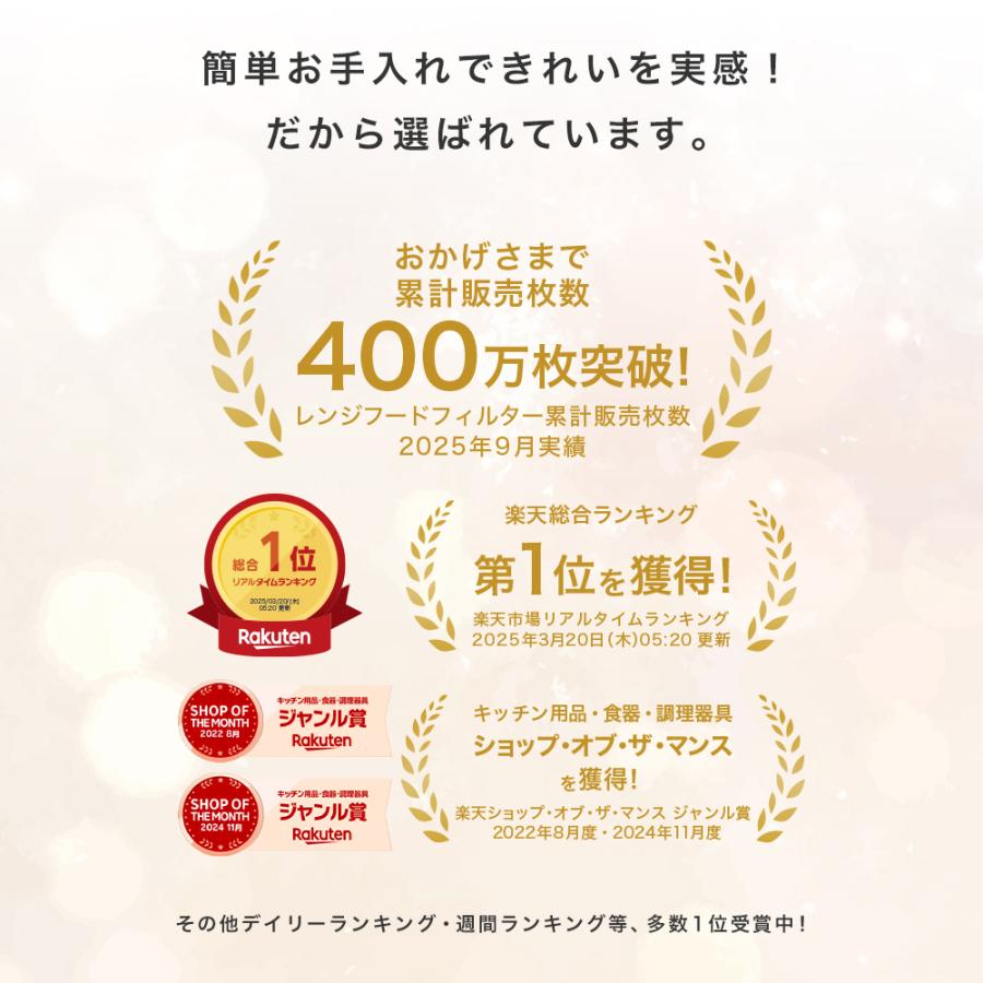 換気扇フィルター スターフィルター レンジフードフィルター スターターセット 枠3枚+フィルター6枚 通気性良く長持ち 不燃 厚手 ガラス繊維 | スターフィルター | 02