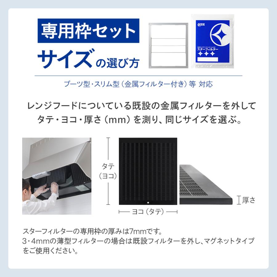 換気扇フィルター スターフィルター レンジフードフィルター スターターセット 枠3枚+フィルター6枚 通気性良く長持ち 不燃 厚手 ガラス繊維 | スターフィルター | 06