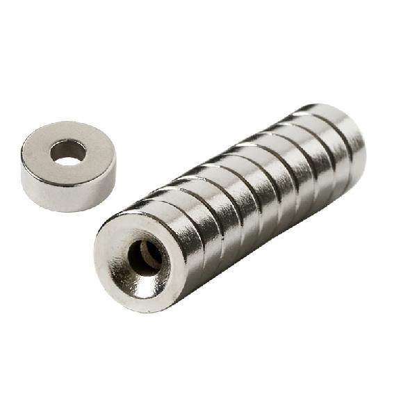 ネオジム磁石 12mm x 5mm 皿穴4mm 超強力 マグネット 丸型 ボタン型 N35 100個セット_1