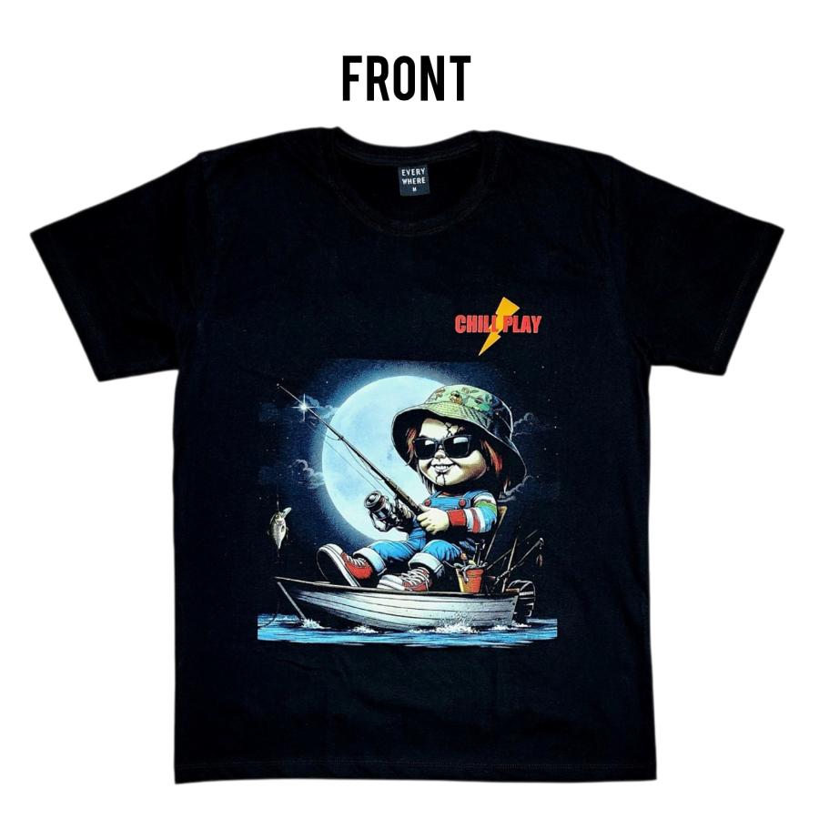 チルプレイナイトフィッシング チャッキー風 夜釣り パロディTシャツ
