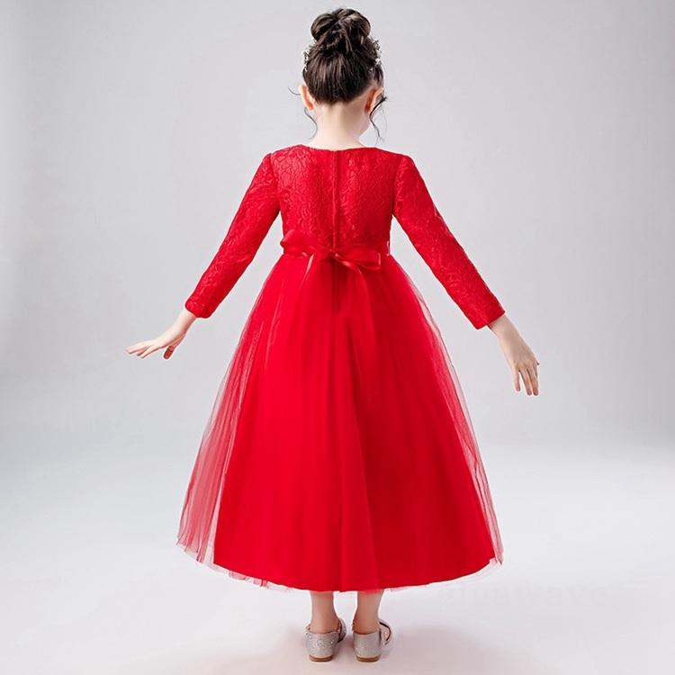 子供 ドレス 長袖 フォーマル キッズ ジュニア 袖あり 発表会 赤 110 1 130 140 150 160 cm 結婚式 コンクール ピア |  | 07