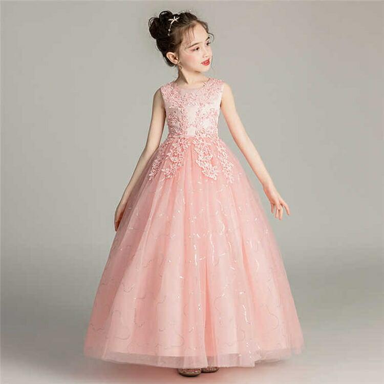 ピアノ発表会 ドレス ロングドレス ジュニア 1 130 140 150 160 170cm ジュニアドレス 女の子 コンクール 。ピアノ発表 | 