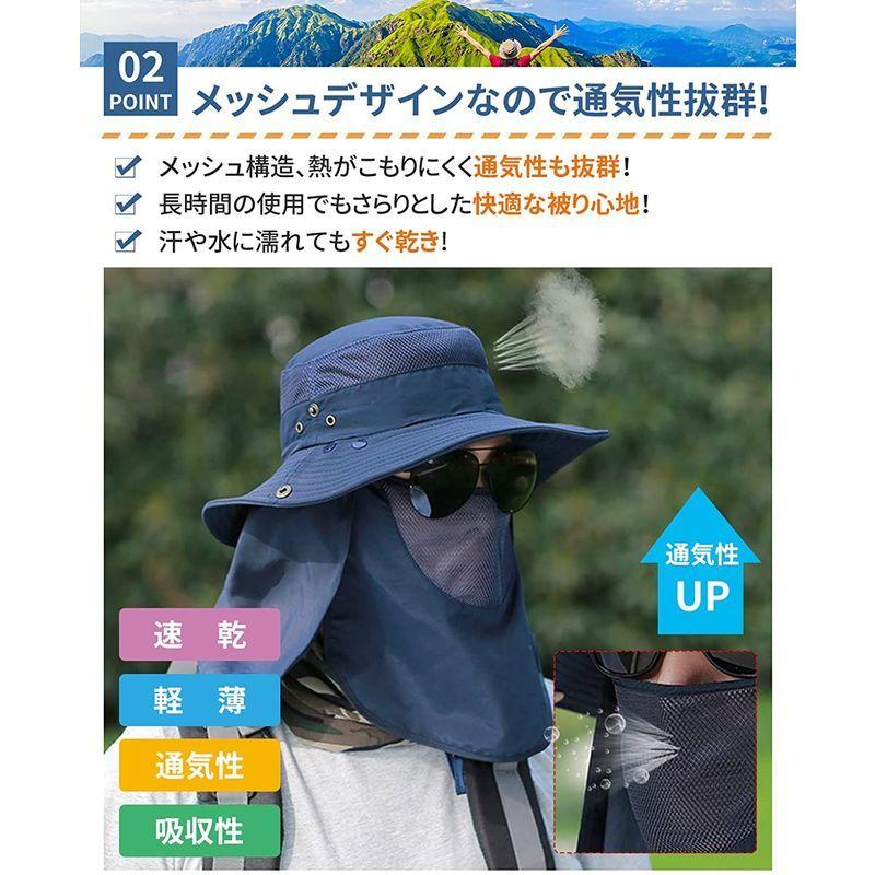 サファリハット メンズ 帽子 ハット 釣りハット つば広 大きいサイズ 4way 速乾 軽薄 メッシュ 360度 日よけ対策 折りたたみ あ