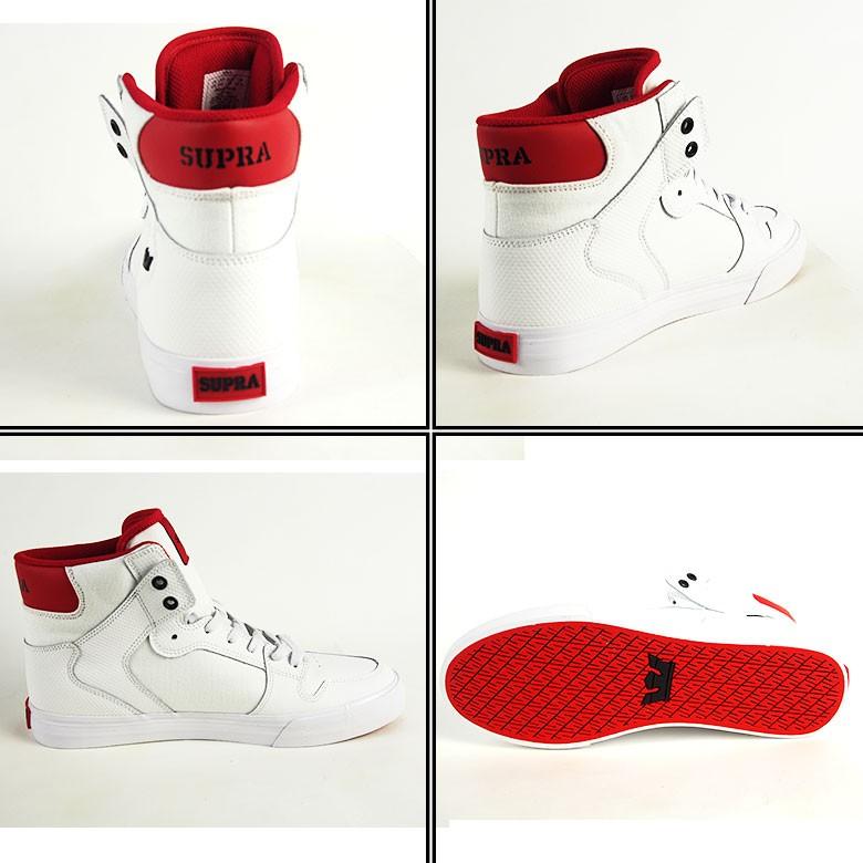 supra スニーカー SUPRA VAIDER スープラ 08044-148 ベイダー  シューズ　靴 WHITE/RED-WHITE ハイカット  スケート シューズ 白 ホワイト WHITE｜starjack｜04