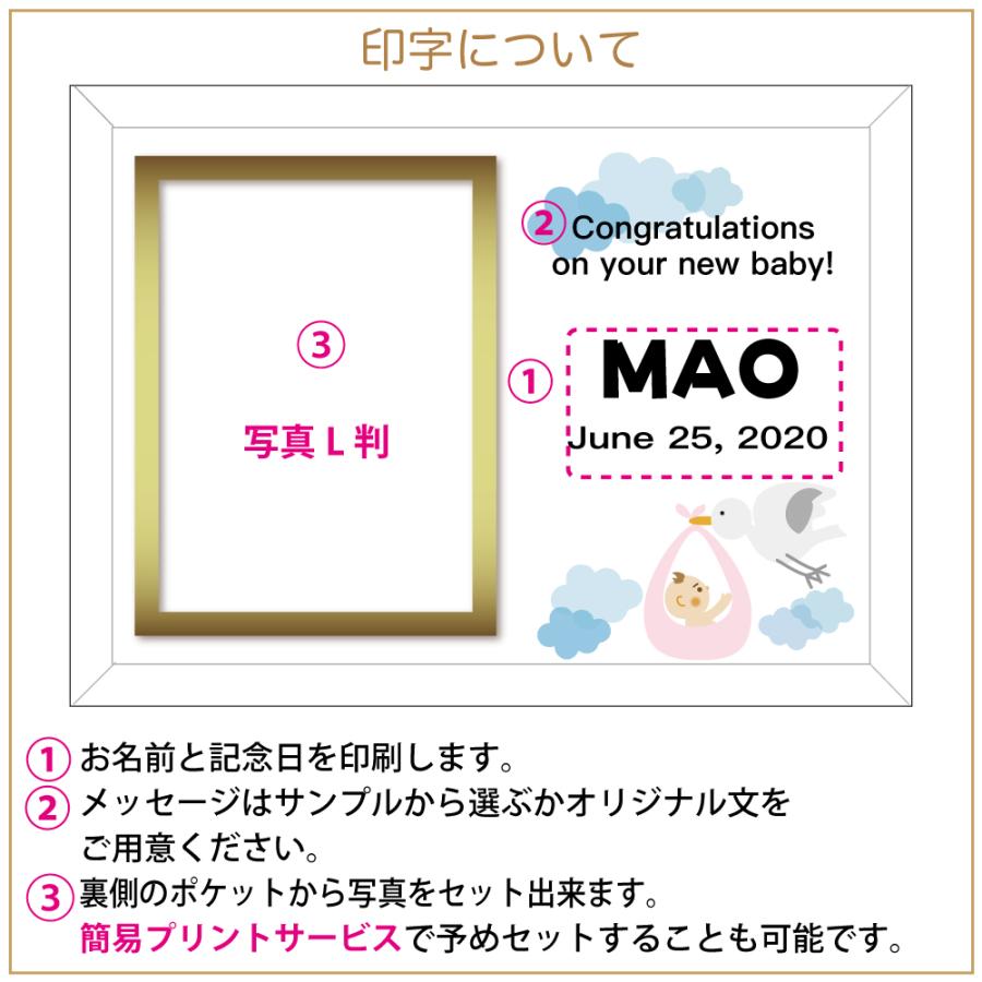 超特価sale開催 出産祝い ガラス製フォトフレーム コウノトリ ガラス写真立て 写真l判用 赤ちゃんのお名前誕生日印刷 オーダーフォトフレーム Materialworldblog Com