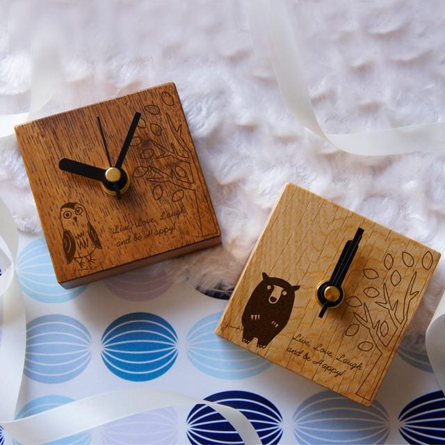 キートスクロック クマ ふくろう  8センチ オーダーメイド置き時計 メッセージ名入れ 母の日 誕生日 出産祝い 内祝い 新築祝い 結婚祝い 贈り物 |  | 01